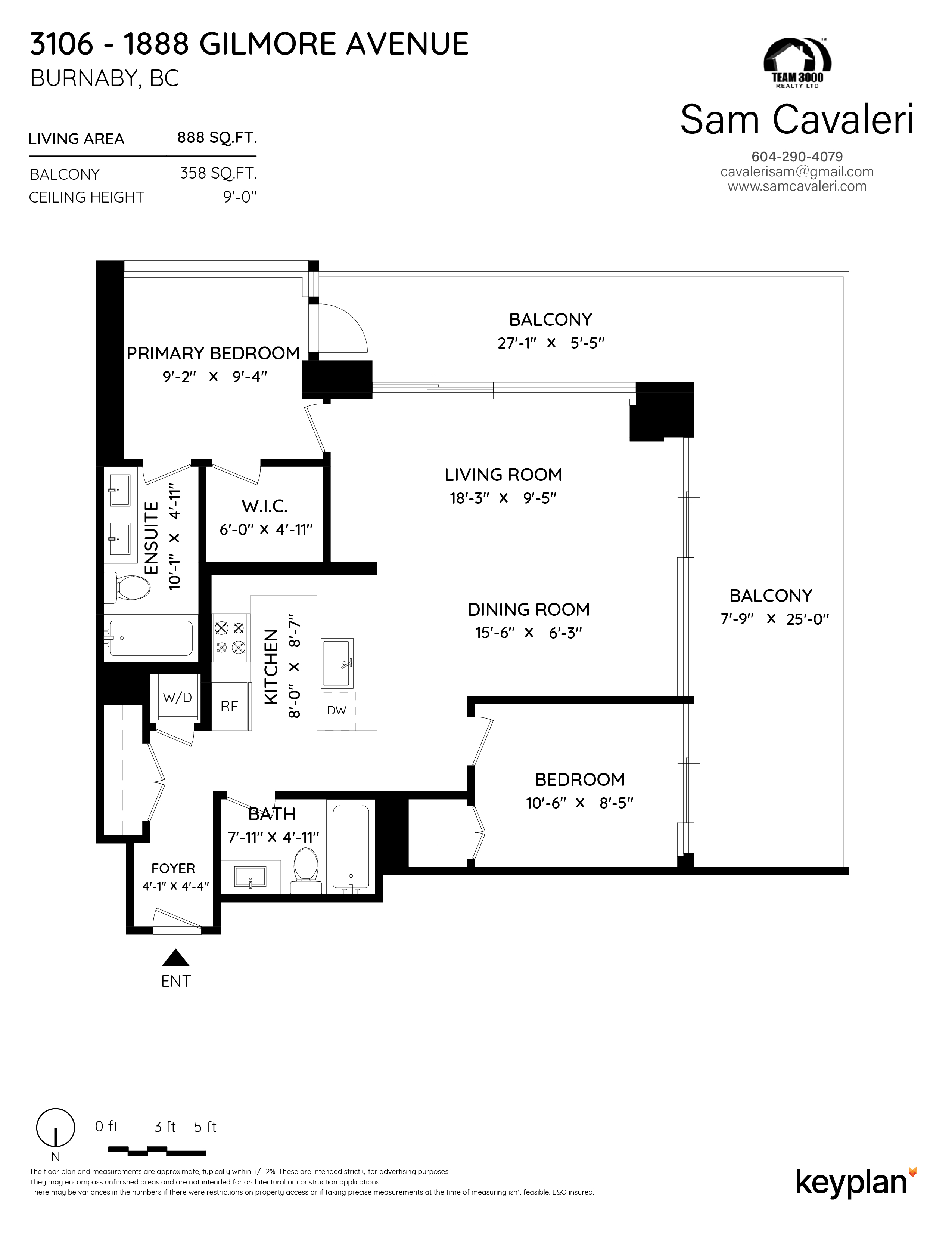 Sam Cavaleri - Unit 3106 - 1888 Gilmore Avenue, Burnaby, BC, Canada | Floor Plan 1