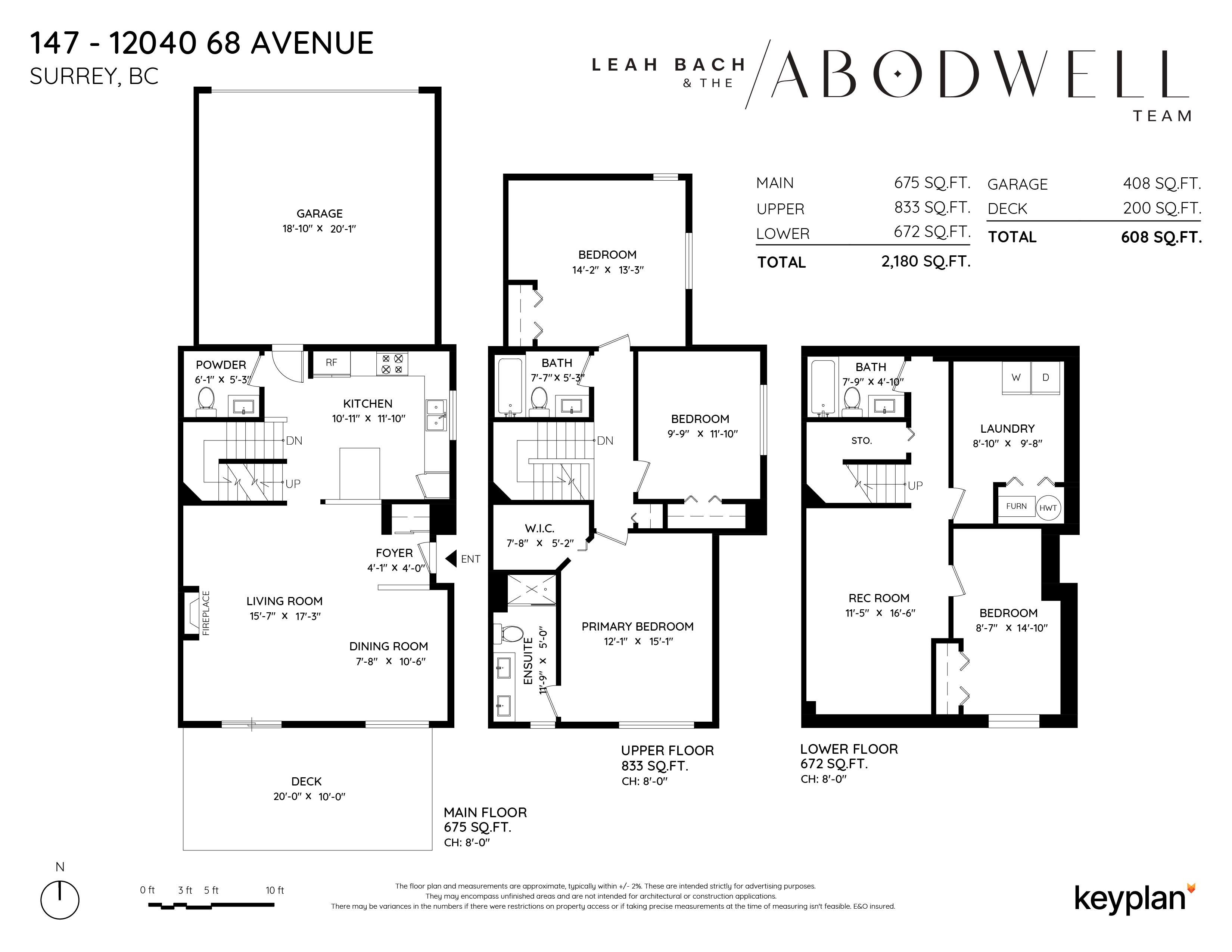 Leah Bach & The Abodwell Team - Unit 147 - 12040 68 Avenue, Surrey, BC, Canada | Floor Plan 1
