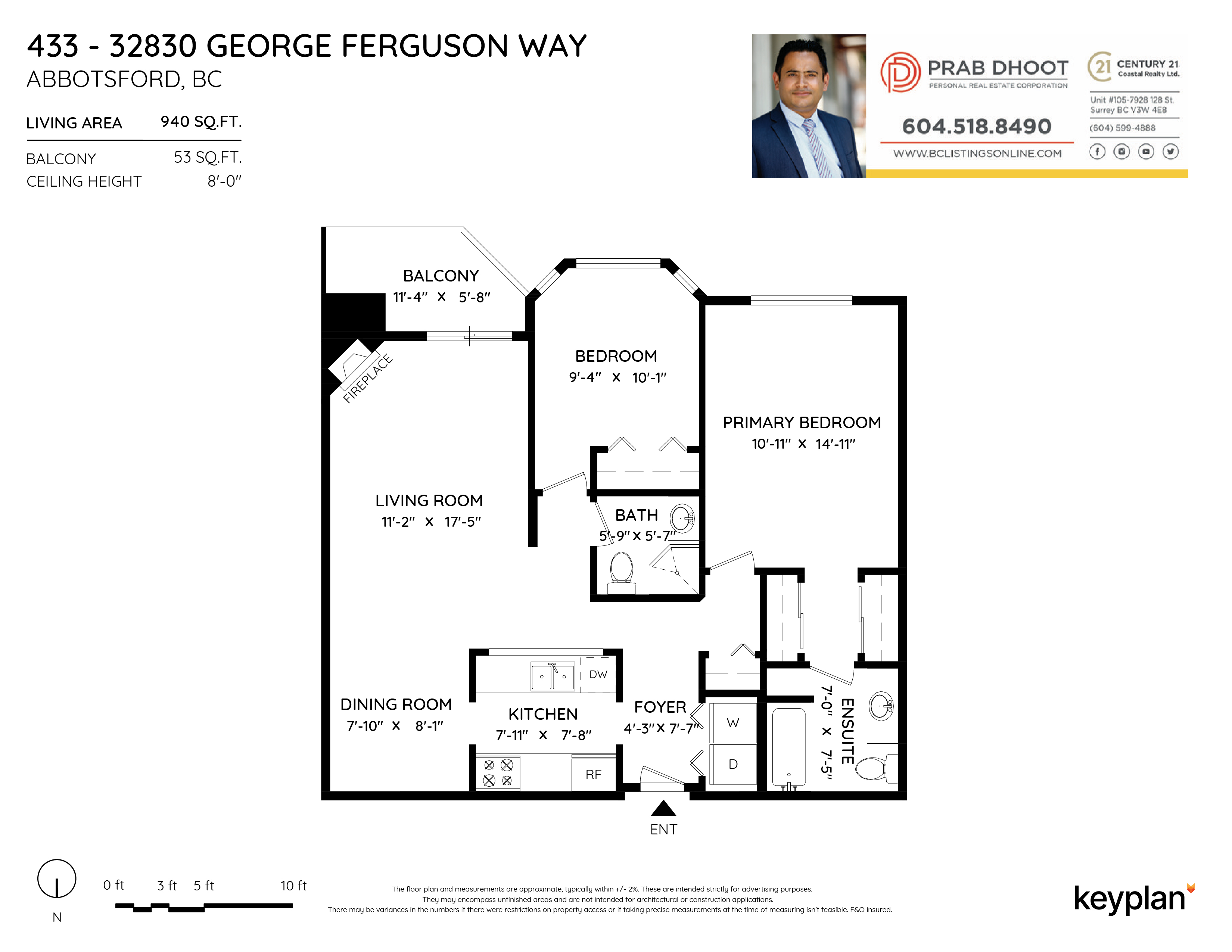 Prab Dhoot - Unit 433 - 32830 George Ferguson Way, Abbotsford, BC, Canada | Floor Plan 1
