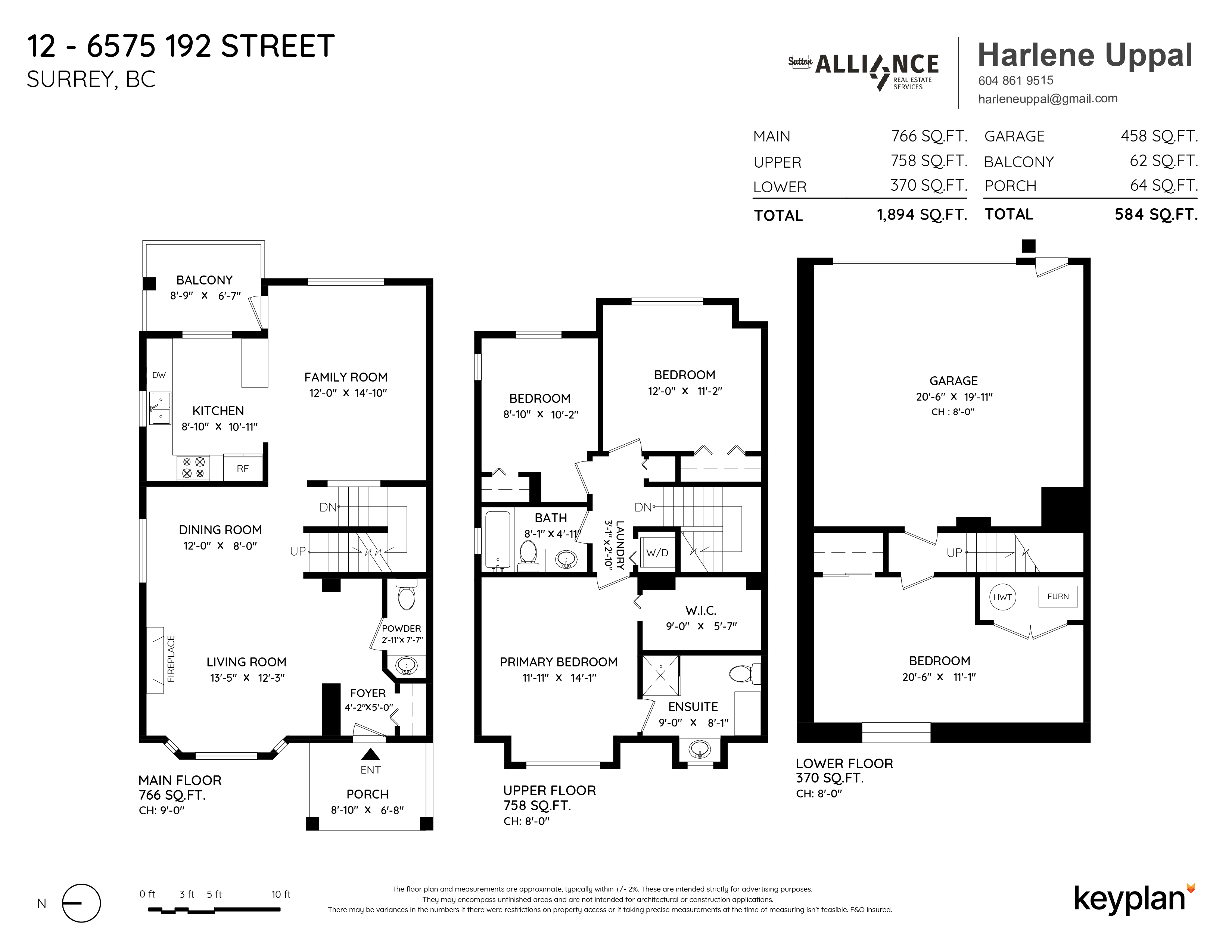 Harlene Uppal - Unit 12 - 6575 192 Street, Surrey, BC, Canada | Floor Plan 1