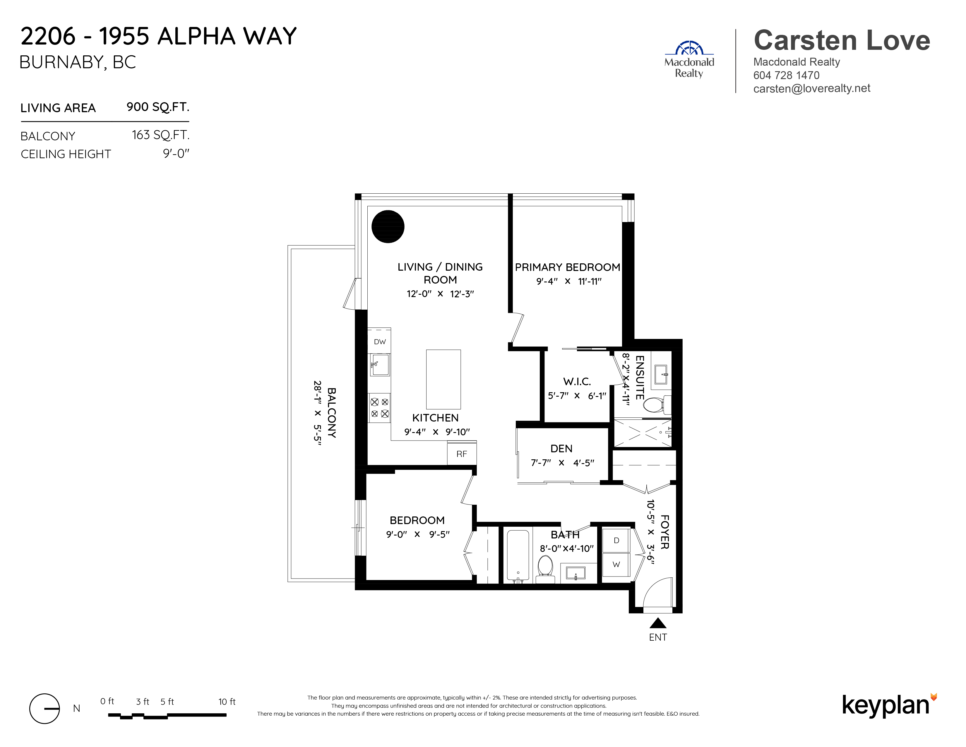 Carsten Love - Unit 2206 - 1955 Alpha Way, Burnaby, BC, V5C 0K6 Canada | Floor Plan 1