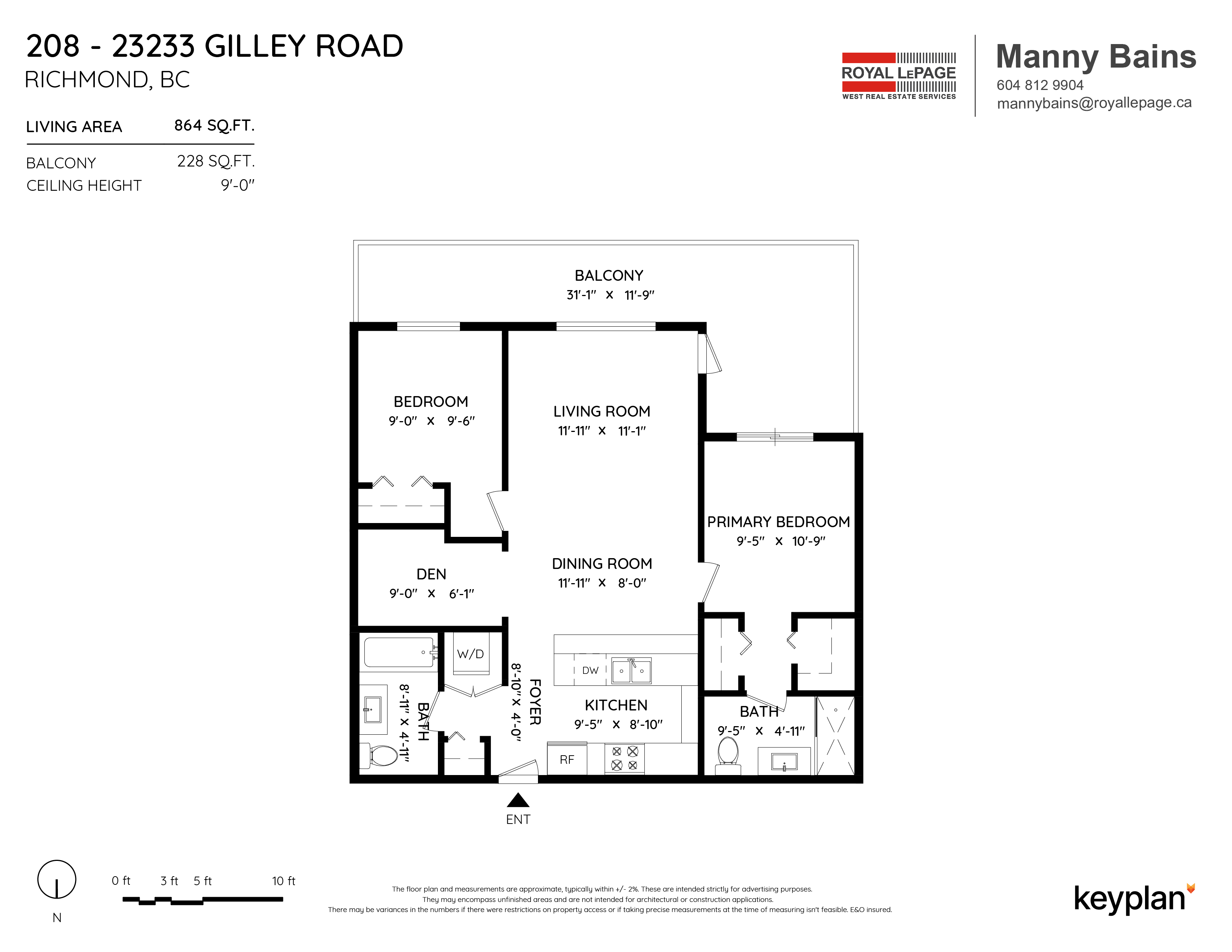 Manny Bains - Unit 208 - 23233 Gilley Road, Richmond, BC, Canada | Floor Plan 1