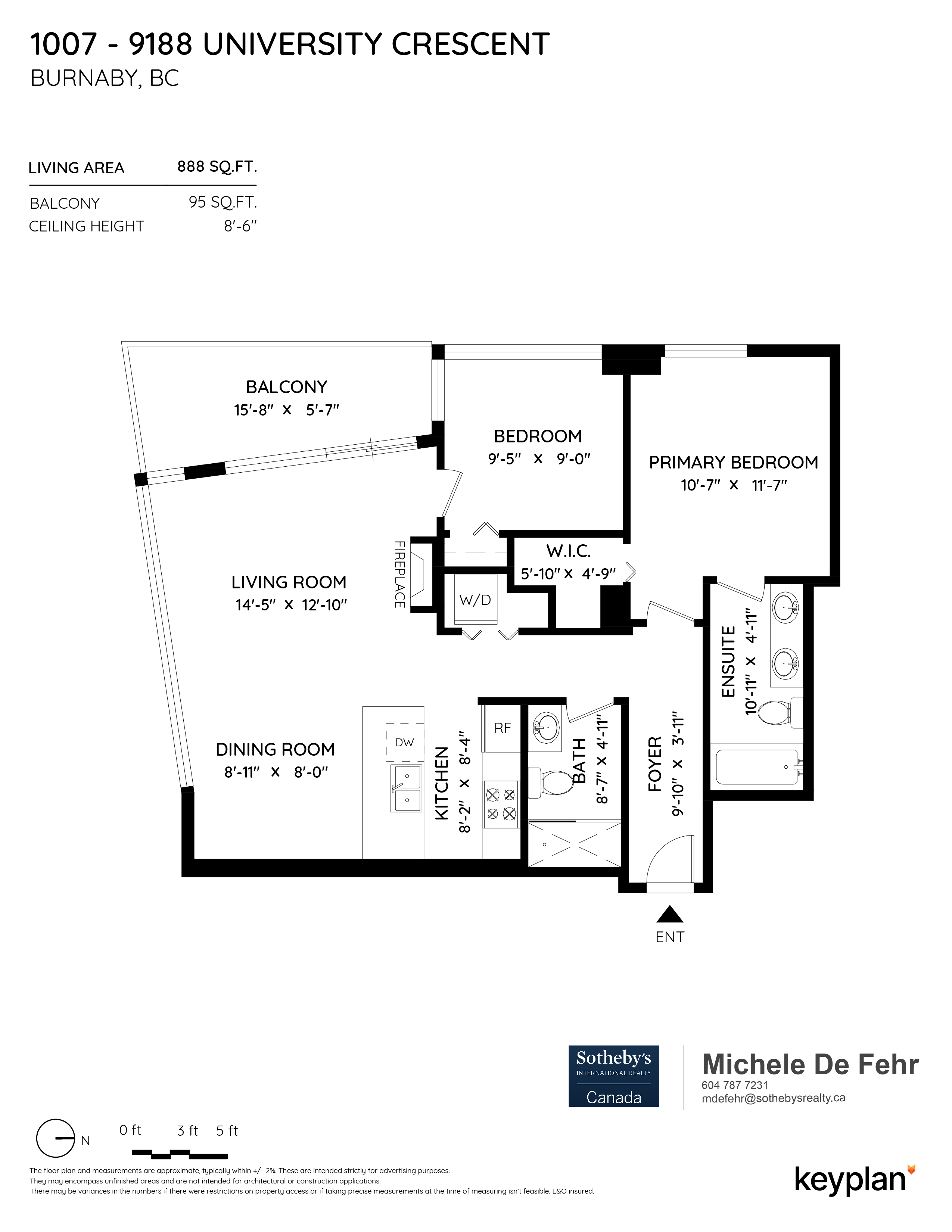 Michele De Fehr - Unit 1007 - 9188 University Crescent, Burnaby, BC, Canada | Floor Plan 1