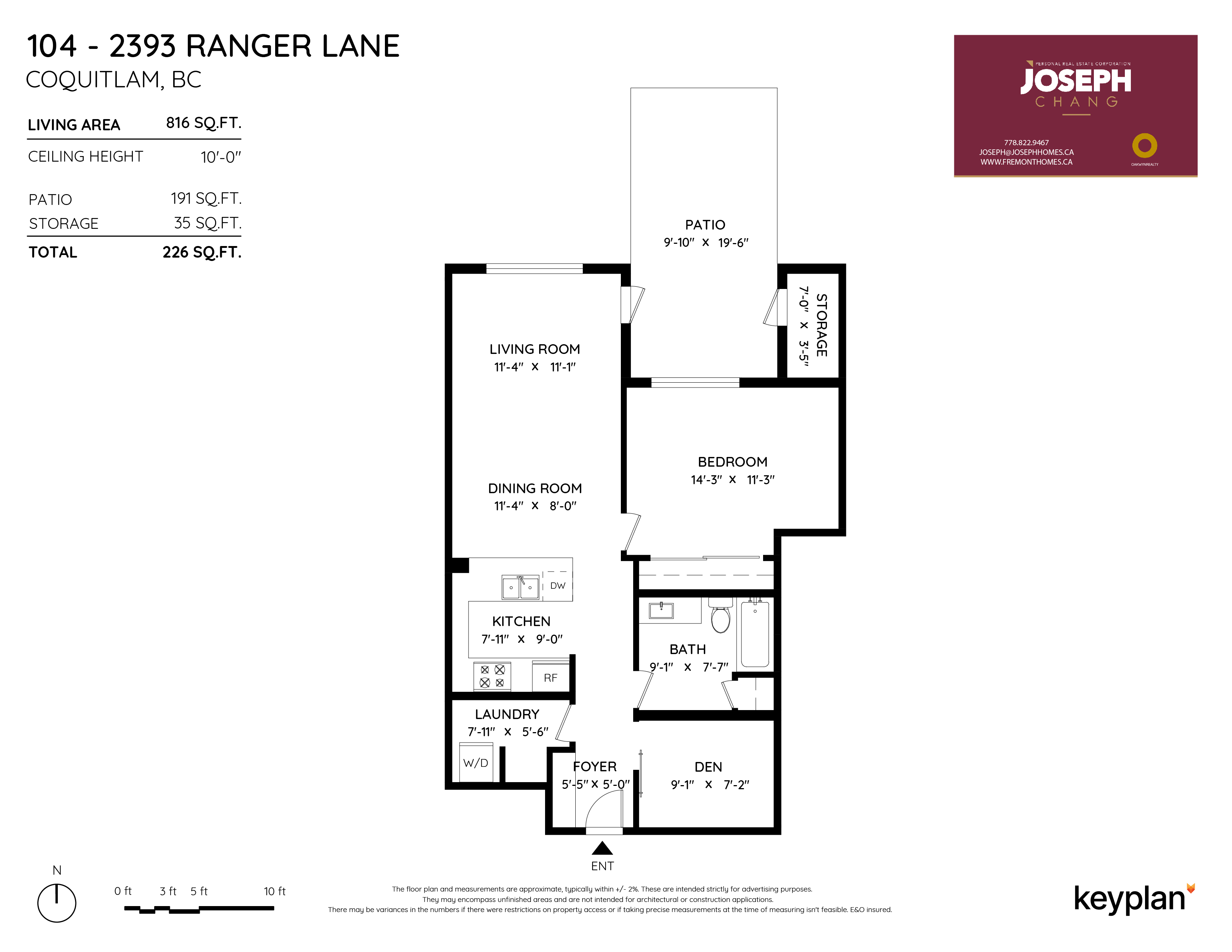 Joseph Chang - Unit 104 - 2393 Ranger Lane, Port Coquitlam, BC, Canada | Floor Plan 1
