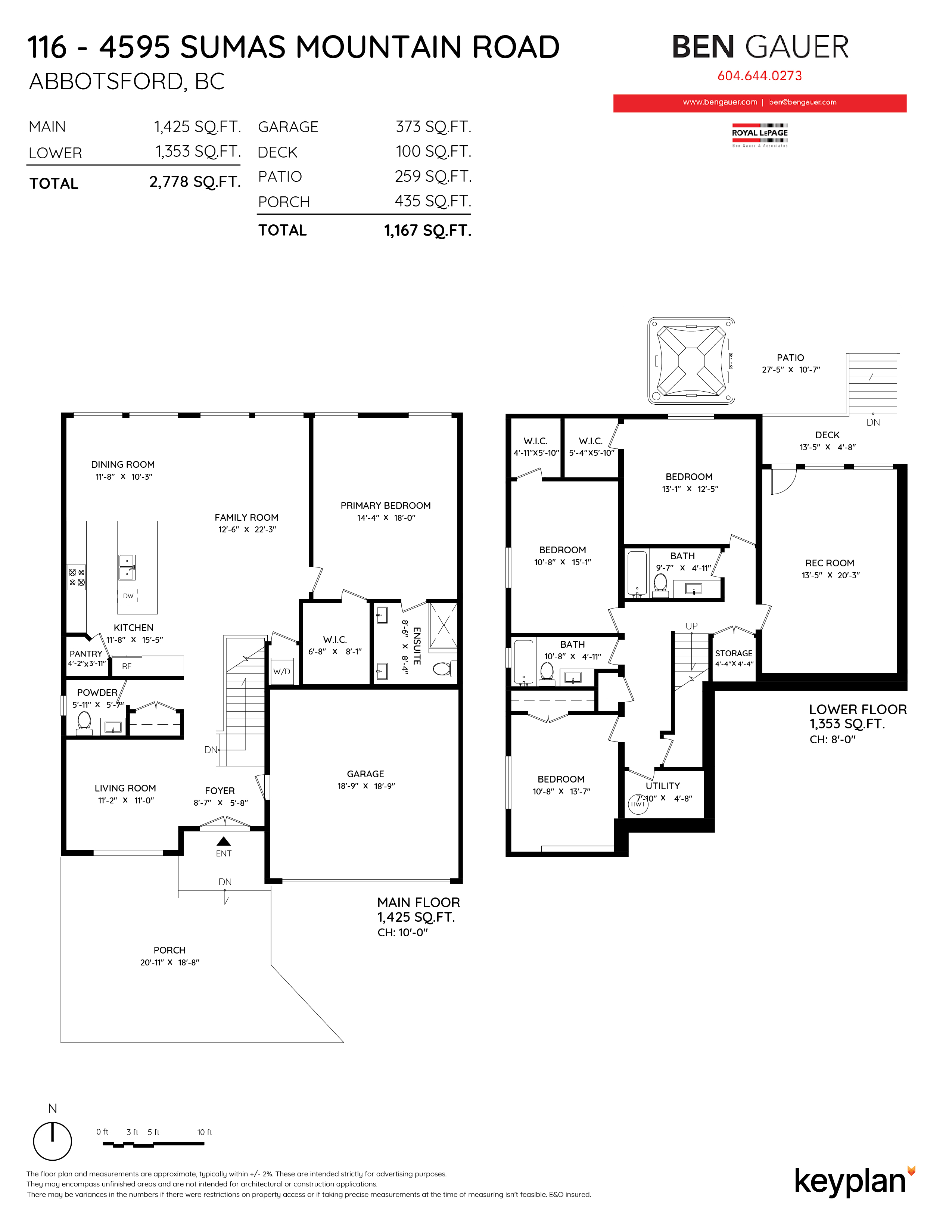 Ben Gauer - Unit 116 - 4595 Sumas Mountain Road, Abbotsford, BC, Canada | Floor Plan 1