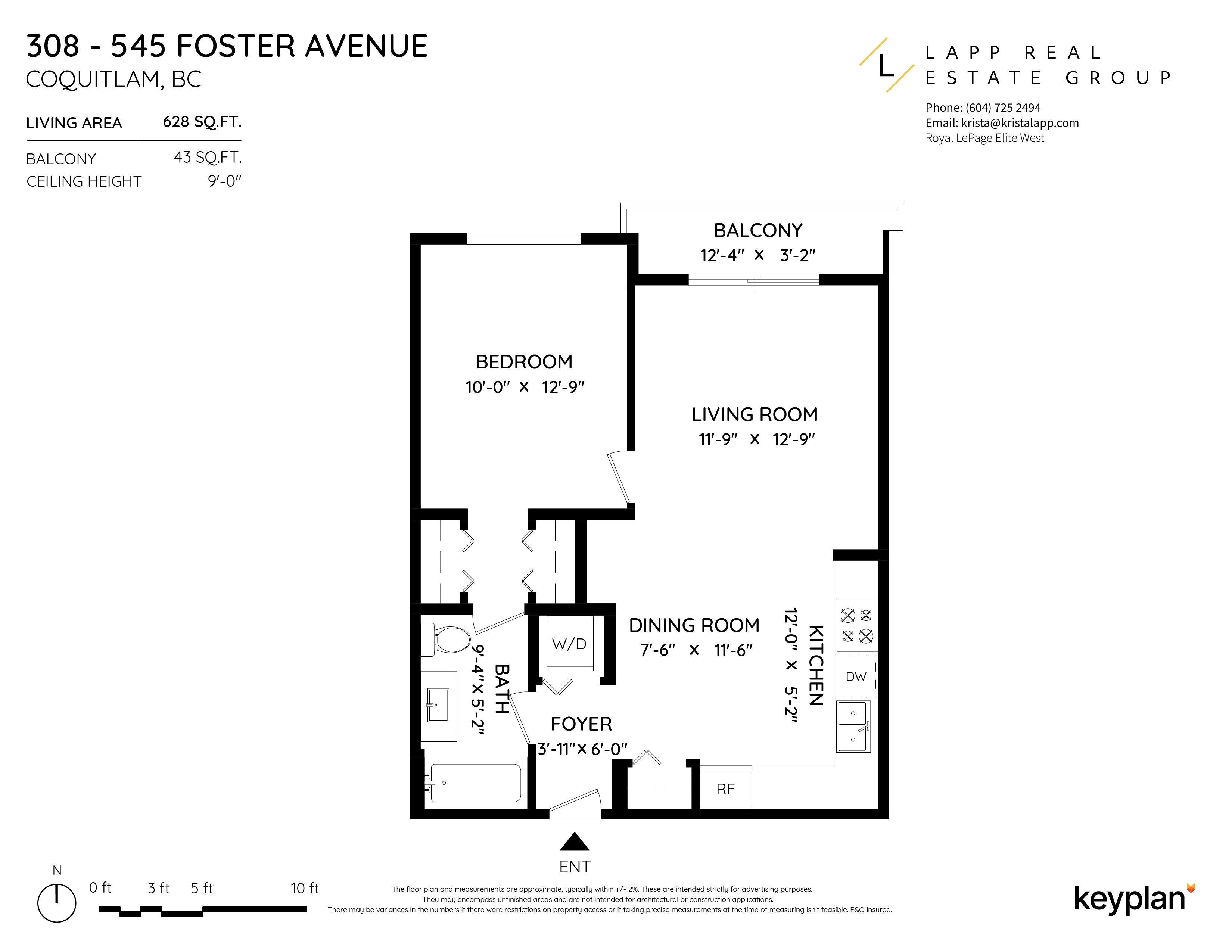 Krista Lapp - Unit 308 - 545 Foster Avenue, Coquitlam, BC, Canada | Floor Plan 1