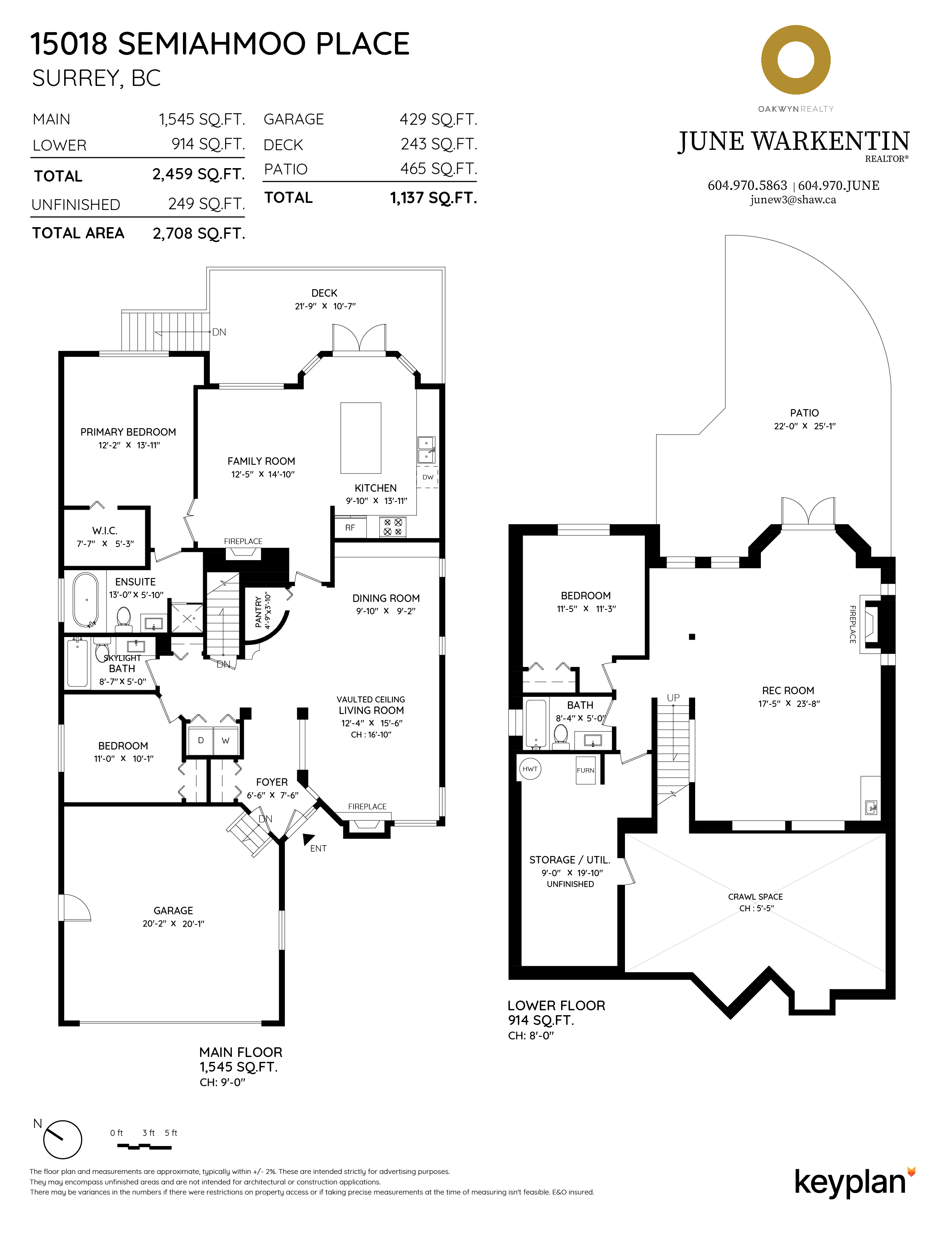June Warkentin - 15018 Semiahmoo Place, Surrey, BC, Canada | Floor Plan 1