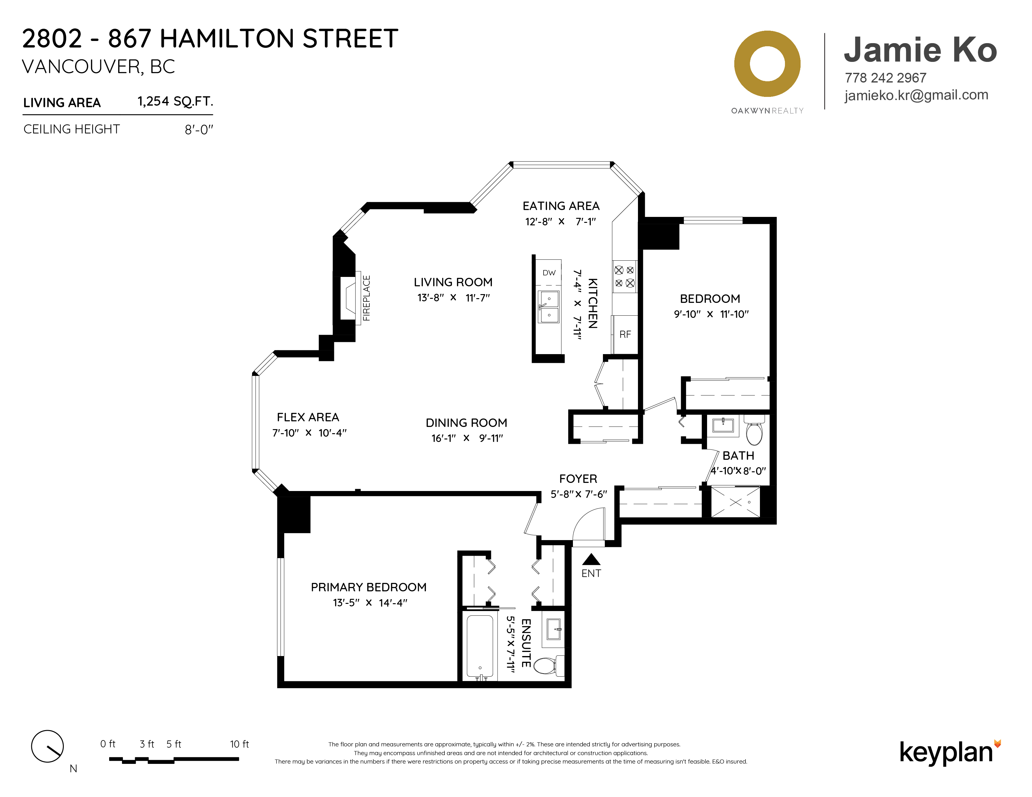 Jamie Ko - Unit 2802 - 867 Hamilton Street, Vancouver, BC, Canada | Floor Plan 1