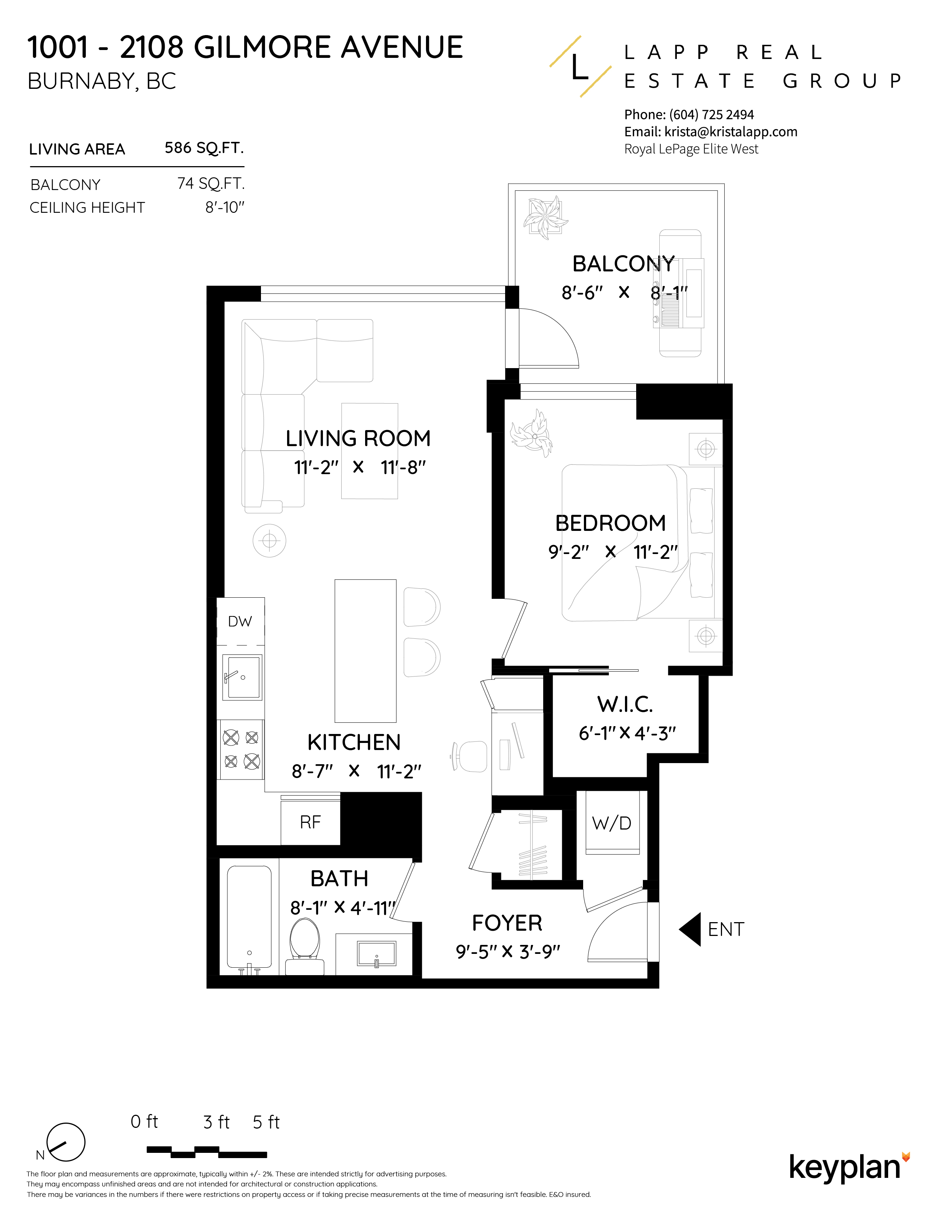 Krista Lapp - Unit 1001 - 2108 Gilmore Avenue, Burnaby, BC, Canada | Floor Plan 1