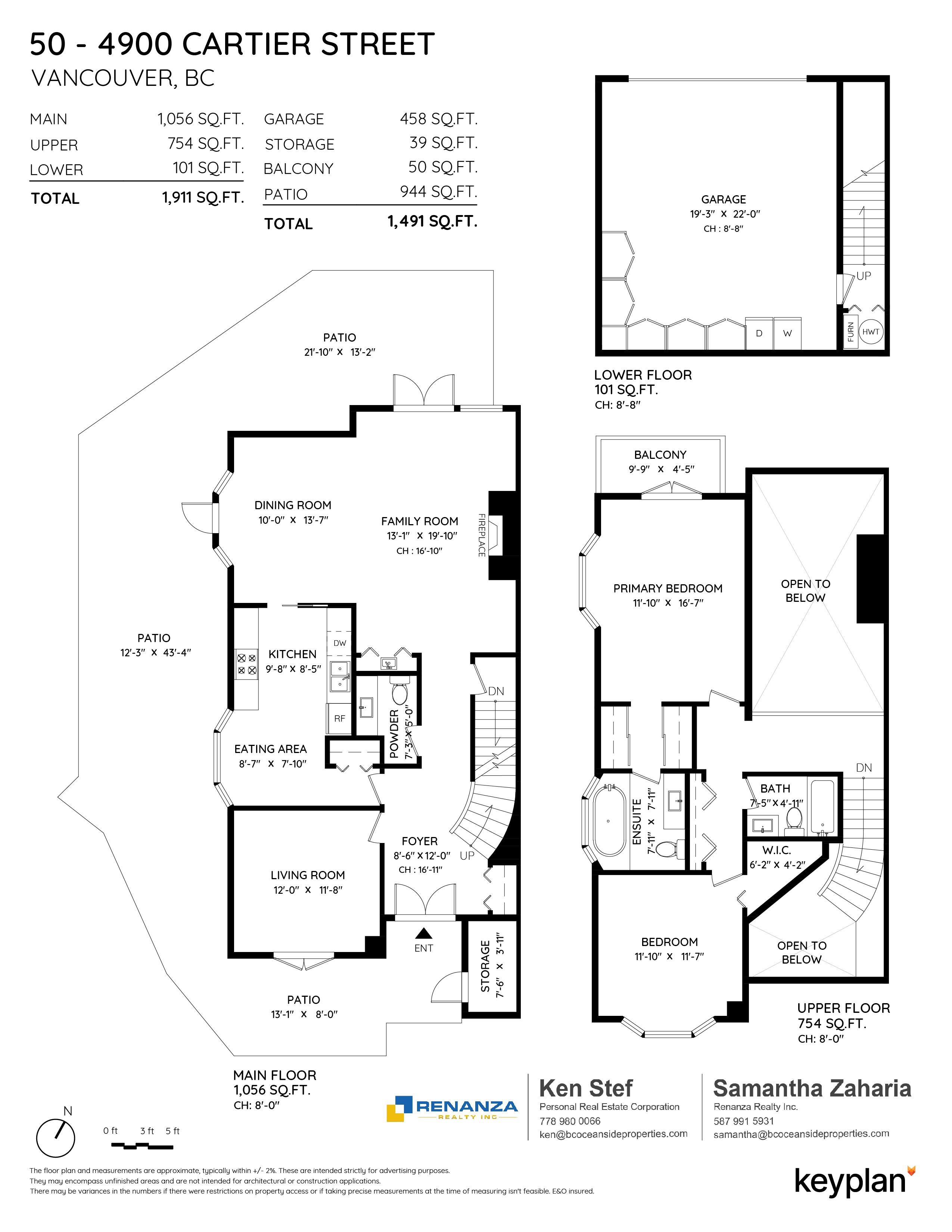 BC Oceanside Properties - Unit 50 - 4900 Cartier Street, Vancouver, BC, Canada | Floor Plan 1
