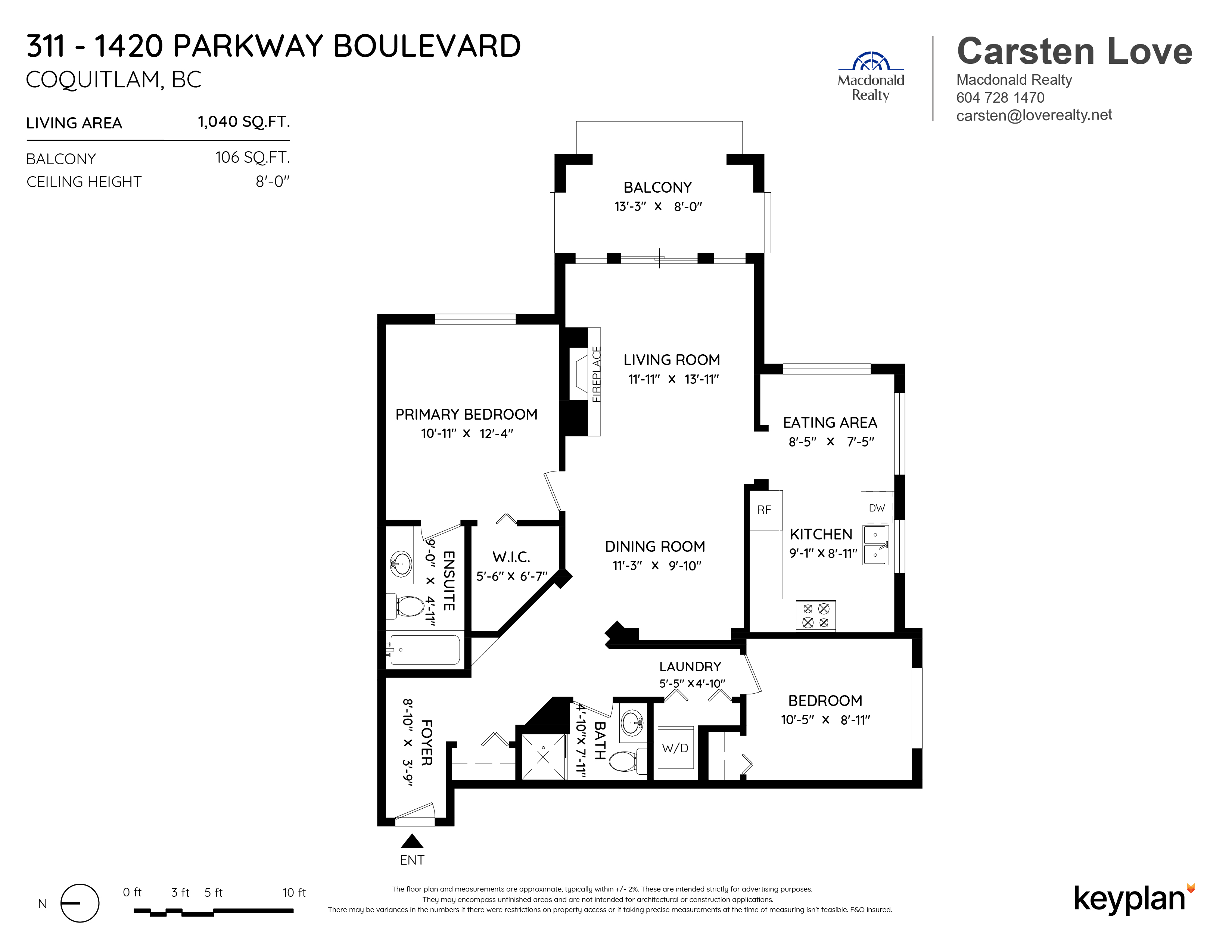 Derek & Carsten Love - Unit 311 - 1420 Parkway Blvd, Coquitlam, BC, Canada | Floor Plan 1