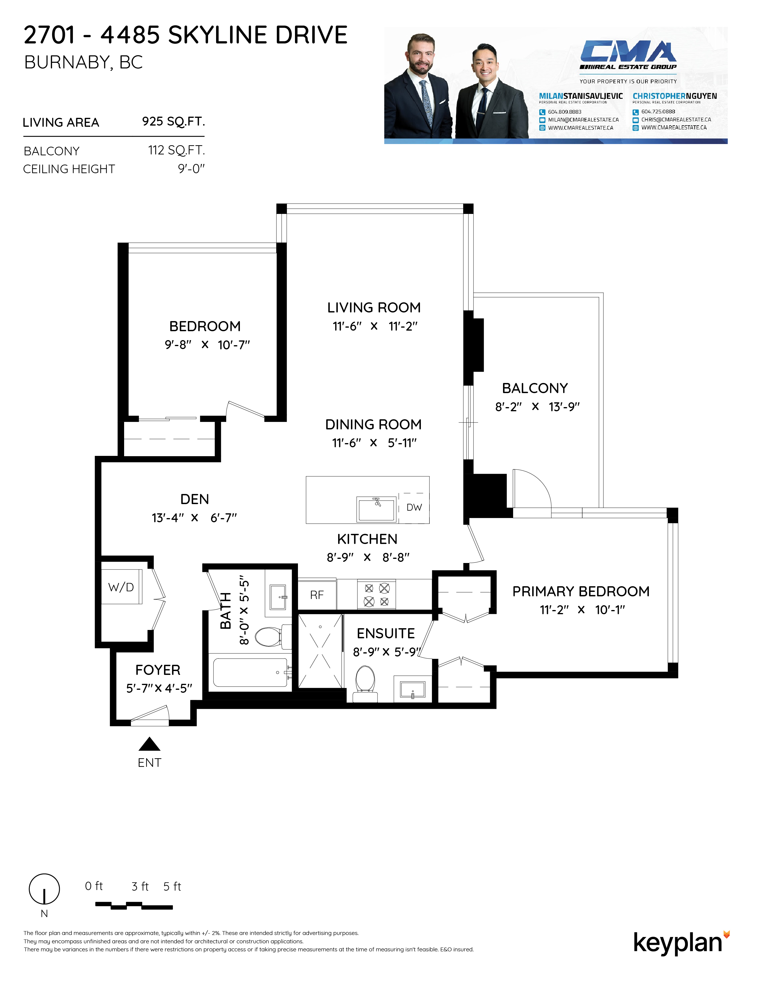 CMA Real Estate Group - Unit 2701 - 4485 Skyline Drive, Burnaby, BC, Canada | Floor Plan 1