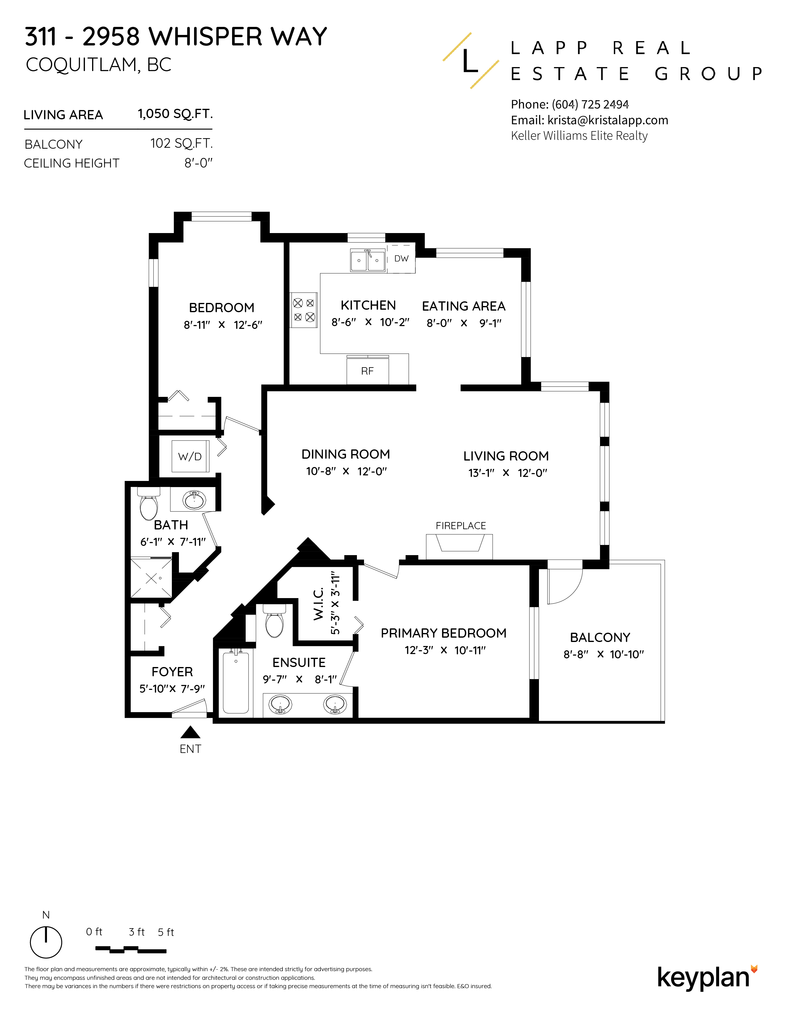 Krista Lapp - Unit 311 - 2958 Whisper Way, Coquitlam, BC, Canada | Floor Plan 1