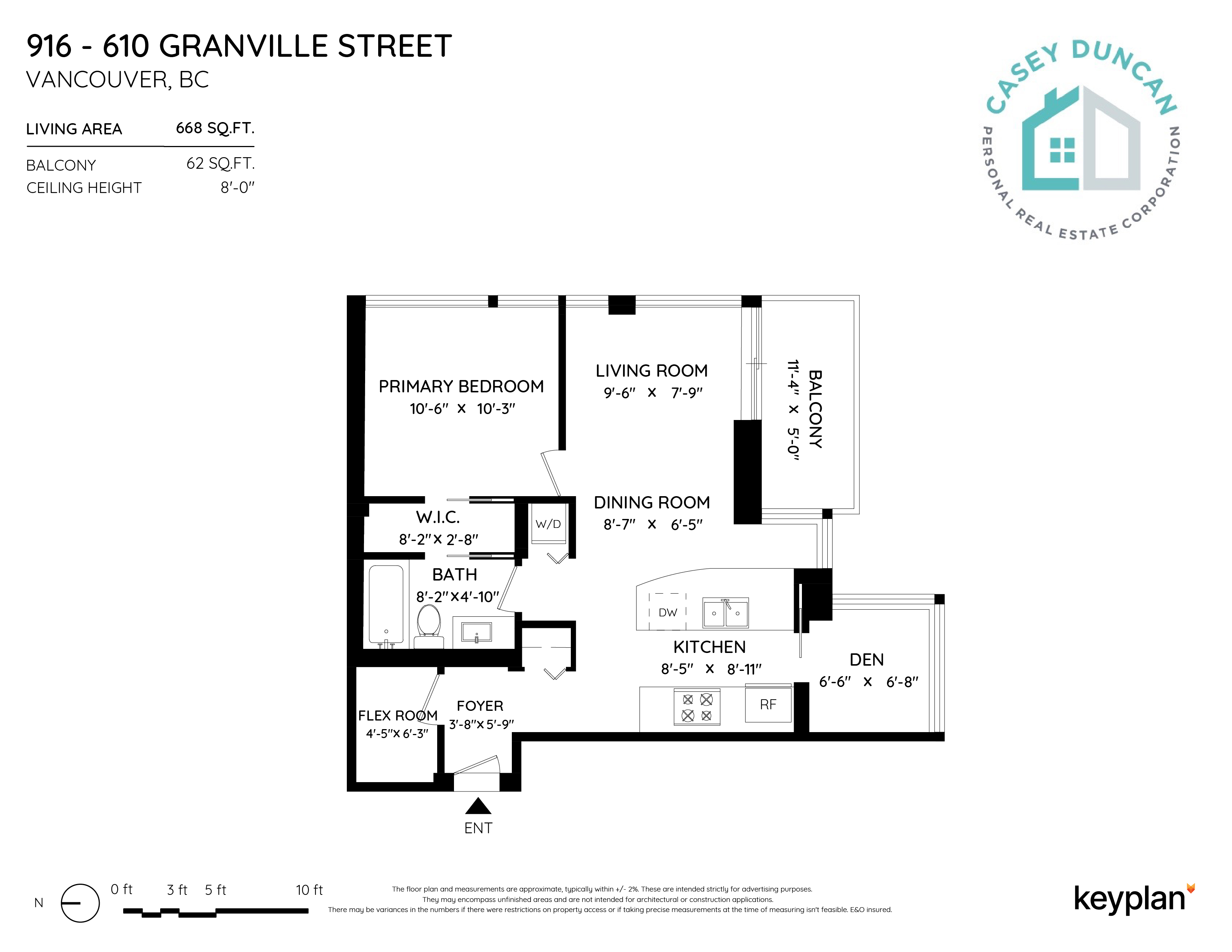 Casey Duncan - Unit 916 - 610 Granville Street, Vancouver, BC, Canada | Floor Plan 1